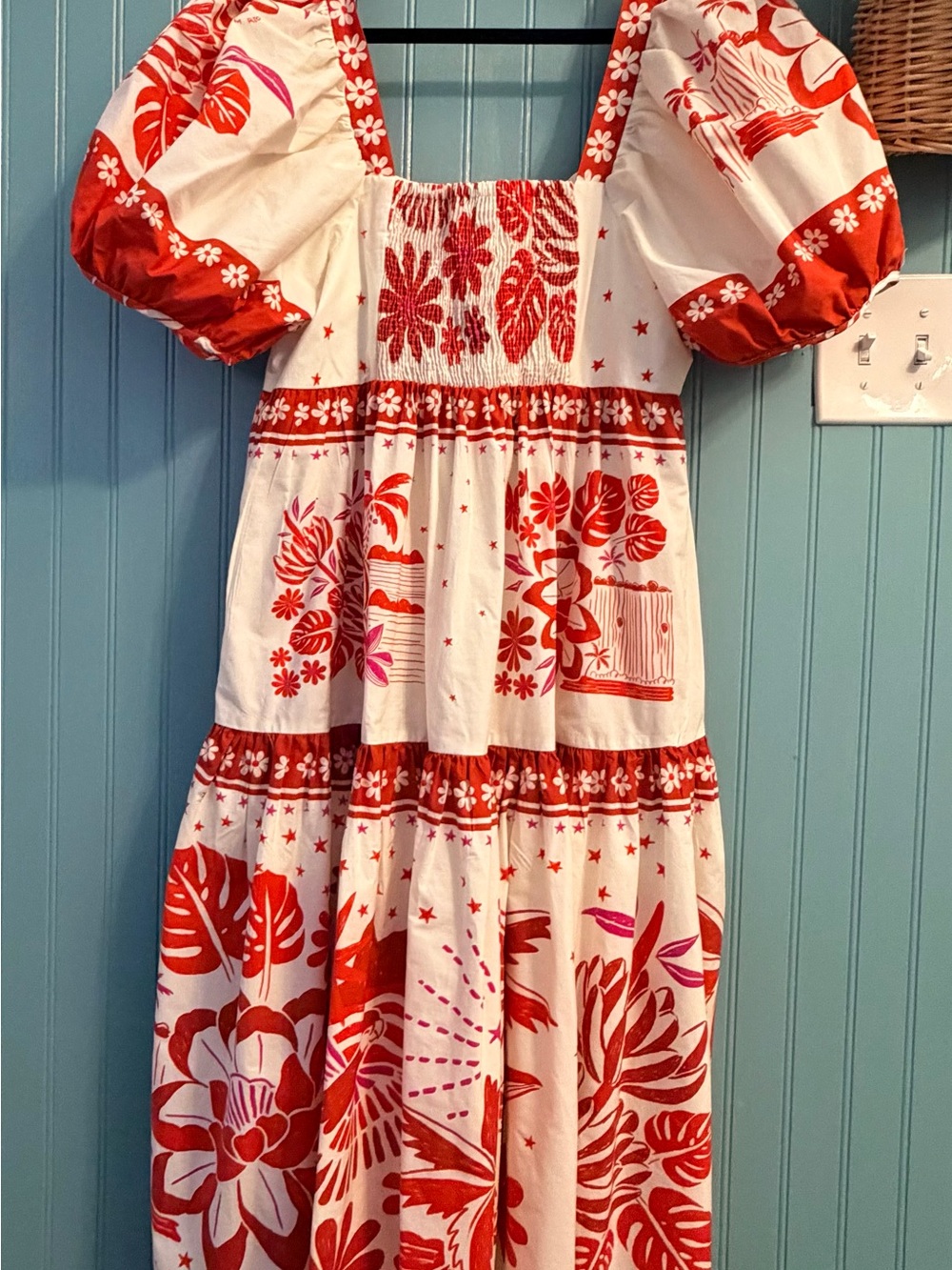 Farm Rio Tiles Midi Dress Size Large - Picture 3 of 7